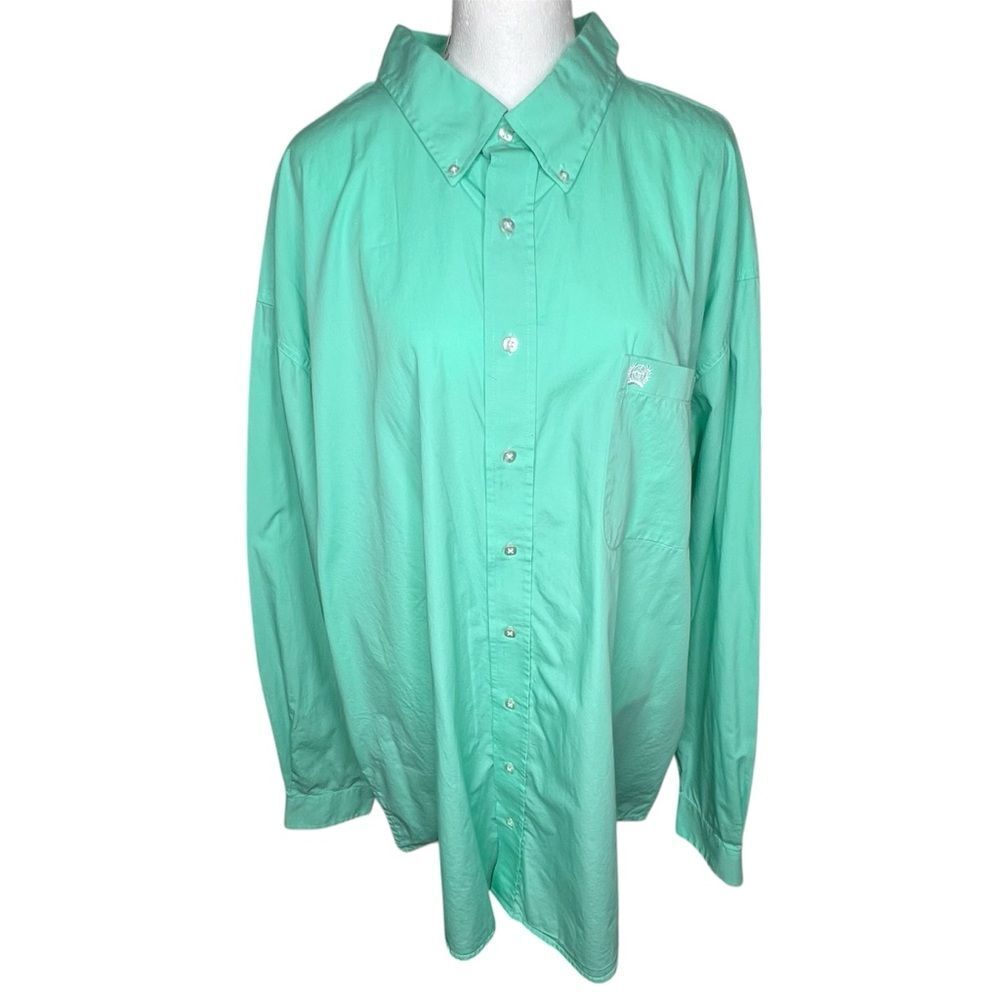 Cinch Aqua Green Button Down  Collared Cotton Dress Up Men Shirt Sz XXL Cowboy